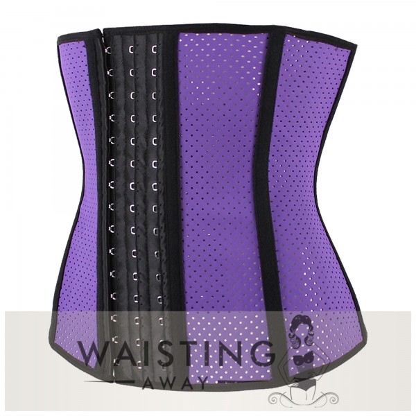 Purple 9 Steel Bone Breathable Gym Latex Waist Trainer Corset Corset
