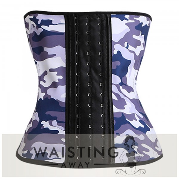 Purple 9 Steel Bone Camouflage Latex Waist Trainer Corset Corset
